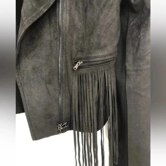 Fate Black Fringe Cropped Jacket women’s Size L - Picture 4 of 11